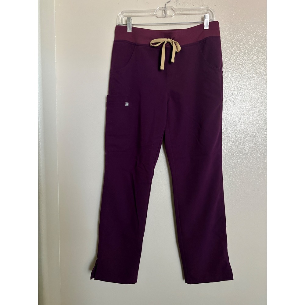 FIGS Kade Cargo Women's Small Deep Purple Scrub Pants Wide Straight Leg - Picture 2 of 7